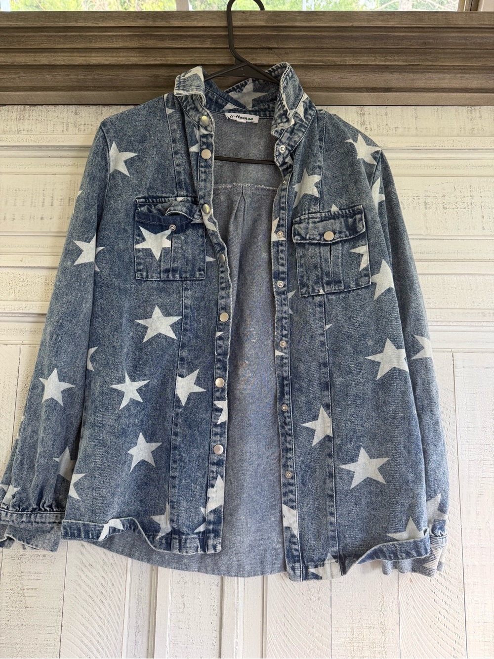 MACARON Blue Star Print Denim Shirt